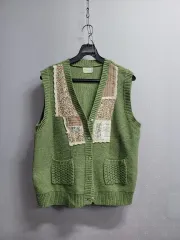 66 ) レース配色 ニットベスト
