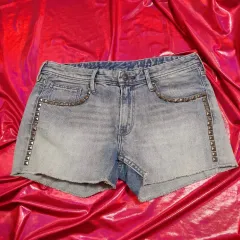 H ＆ M ブラックメタル スタッズ ディテール ショートパンツ L