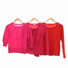 エル ELLE 3点セット まとめ ニット セーター カットソー 38 赤 ピンク /UO ■FF