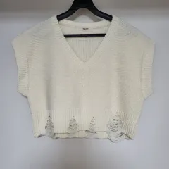 アイボリー クロップド ニット ベスト