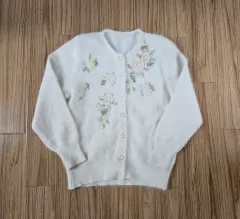アンゴラ 刺繡 カーディガン
