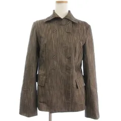 ランバン LANVIN コレクション メタルバーデザイン 比翼 ジャケット コットン ブラウン系 38 M位 ■GY99のサムネイル