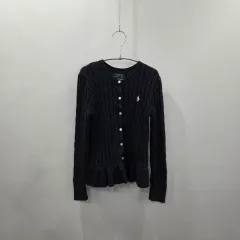 ポロラルフローレン 女の子 ケーブルニットシャーリングカーディガン ネイビー M/8/10