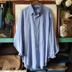 90s ポロラルフローレン シャツ チェック柄 マイクロ CHECK オーバーサイズ スカイ ブルー 18