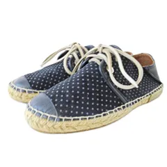 ジミーチュウ JIMMY CHOO ドット柄 エスパドリーユ スリッポン レースアップシューズ スウェード 39 24.5cm ネイビー 紺 1030 IBO81のサムネイル