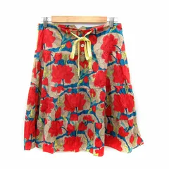 レプチット コレクション les petites... collection フレアスカート ひざ丈 花柄 マルチカラー M 赤 レッド /SY16 IBO83