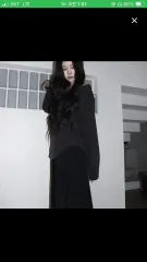 ワンオフショルダー ニット ダークグレー チャコール