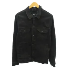 ザラ ZARA 美品 デニムジャケット Gジャン 後染め L 黒 ブラック 0309