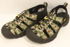 【中古】 KEEN メンズサンダル 27.5cm NEWPORT RETRO KEEN 27.5cm 黒 ブラック 茶 ブラウン 緑 グリーン