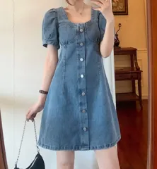 A ライン 半袖 デニム ワンピース (デニム ／ 2 1 )