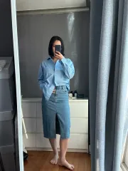 青 スクエアシャツ