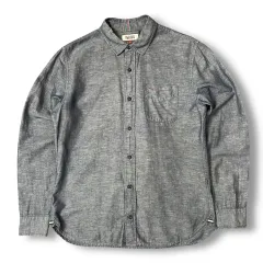 トミーヒルフィガー コットン リネン ワンポケット 長袖 シャツ M