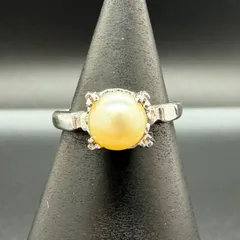 【ヴィンテージ】一粒 天然パール リング クラシカル 4点留め シルバーカラー