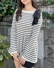 Ingni イングニー オフショルダー リボン ニット