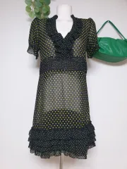 EGOIST(エゴイスト) シースルー ドット ミニワンピース 55 シフォン 黒 黄色