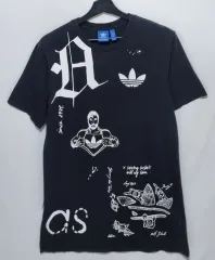 実寸 M （ 95 ） adidas(アディダス) 黒 グラフィック 半袖Tシャツ