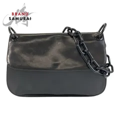 PRADA プラダ ロゴ型押し ブラック 黒 レザー/プラスチック プラチェーンショルダーバッグ レディース 503353【中古】