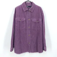 ZARA ザラ レディース 秋冬 オーバーサイズ コーデュロイシャツ パープル S (HU43448)