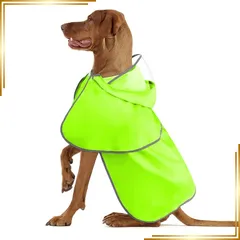 【新品】 犬 レインコート- 反射 犬 カッパ 犬用レインコート 帽子付き、防水 軽量 犬用レインジャケット、ハーネスホール付き、梅雨対策 調節可能な犬用ポンチョ散歩用 大型犬用 散歩用 夜間安全 (グリーン, 2XL) 0