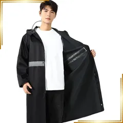 【新品】 [BeeChip] レインコート メンズ 反射テープ付き【豪雨対応・超防水牛津布】カッパ 自転車 レインウェア リュック対応 長袖 ポンチョ 雨衣 カッパ 自転車用 雨合羽 耐久 防水 大きいサイズ M/L/XL 黒 男女兼用 通勤 通学 アウト 1