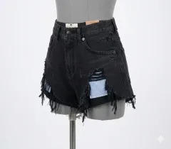 욜로시즐 ブラック デニム ハーフパンツ ダメージジーン 24