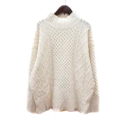 ビーミングバイビームス B:MING LIFE STORE by BEAMS ニット セーター ハイネック 長袖 ケーブル ウール 白 アイボリー /MN