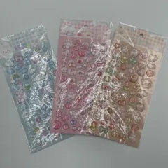 ぷくぷくシール ファンシーアソート3枚セット うさぎ ネコ クマ イヌ