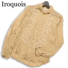 Iroquois イロコイ 通年 刺繍★ テンセル100％ 長袖 シャツ Sz.1 メンズ ベージュのサムネイル