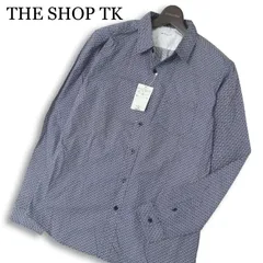 【新品 未使用】 THE SHOP TK タケオキクチ 通年 総柄★ 長袖 シャツ Sz.L　メンズ ネイビー