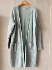 ウール 100 ロング カーディガン ライトブルー 本当に 可愛いですね 新品