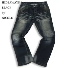 HIDEAWAYS BLACK by NICOLE ハイダウェイ ニコル リペア&USED加工★ シューカット デニム パンツ ジーンズ Sz.48 メンズ