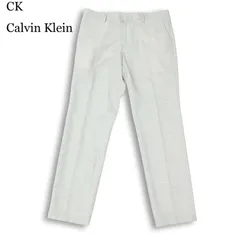 CK Calvin Klein カルバンクライン 春夏 麻★ リネン混 織柄 スリム スラックス パンツ Sz.32 メンズ グレーのサムネイル