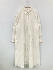 UNIQLO ユニクロ シャツワンピース L ホワイト コットン 無地 長袖 ロング・マキシ丈