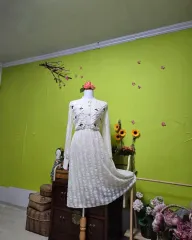 デートルック/ テガナイト ／ レーススカート/ バックリボンストラップ/ ロング丈ワンピース