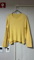 ライトイエロー Vネック ニット セーター 春服