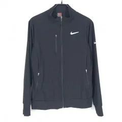 ナイキ レディース シルバー ロゴ スリムフィット 機能性 ジップアップ ジャケット ブラック (HU37686)