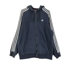 F5441 ADIDAS 男性 110 ESS 3S フード ジップアップ ジャケット/ダーク