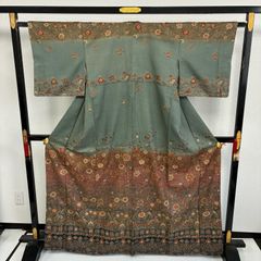 本場大島紬 正絹 泥染め 幾何学 粋なデザイン 袷 着物 MK-5309 本場大島紬 正絹 泥染め 幾何学 粋なデザイン 袷 着物 MK-5309