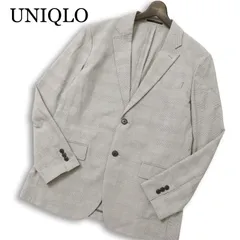 UNIQLO ユニクロ 春夏 SLIM FIT 感動ジャケット★ グレンチェック アンコン テーラード ジャケット Sz.L メンズ 灰 グレー