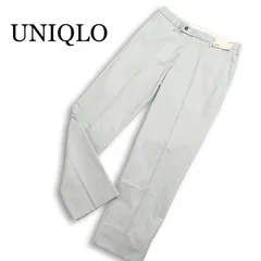 未使用★ UNIQLO ユニクロ 春夏 ストライプ ドライ ノータック スラックス パンツ Sz.76 メンズ 黒