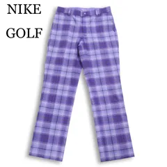 NIKE GOLF ナイキ ゴルフ 通年 DRI-FIT 吸汗速乾★ ロゴプリント チェック ストレッチ スラックス パンツ Sz.31 メンズ 紫のサムネイル