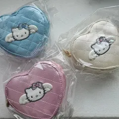 Sanrio Hello Kitty エンジェル キルティング ハート コインケース ポーチ ピンク ブルー アイボリー