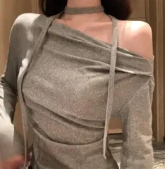 新品 レディース オフショルダー カジュアル 長袖 Tシャツ