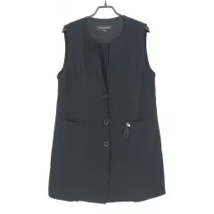 セルッチ レディース 柔らかく軽い 薄いポリ ノースリーブジャケット 黒 91 ( HU37696 )