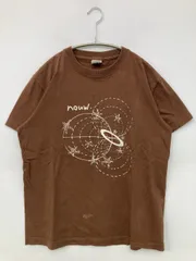 Tシャツ/カットソー S ブラウン 前面プリント ミドル丈 クルーネック(丸首)