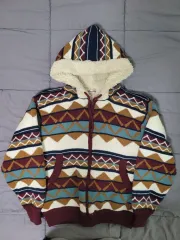 ヴィンテージ フード ジップアップ ニット セーター