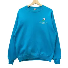 USA ヴィンテージ フラワー 刺繍 起毛 スウェットシャツ L