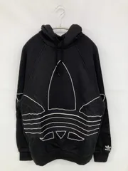 adidas アディダス パーカー M ブラック スウェット ブランドロゴ プルオーバー 長袖