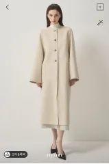 ブレンド 襟なし カシミヤ コート ゲストルック オフィスルック