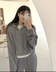 JELLPE トレーナー セット - アイボリー フードジップアップ ジョガーパンツ